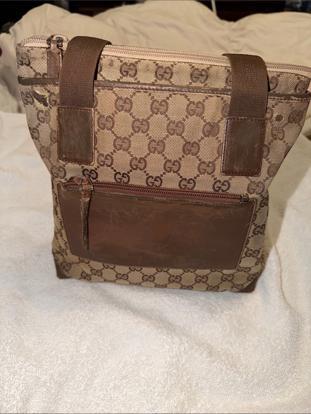 Gucci Tan/Brown GG Canvas Messenger Bag